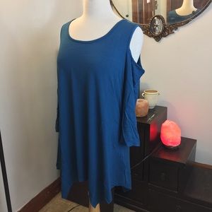 Signature Collection XL BLUE Cold Shoulder Tunic